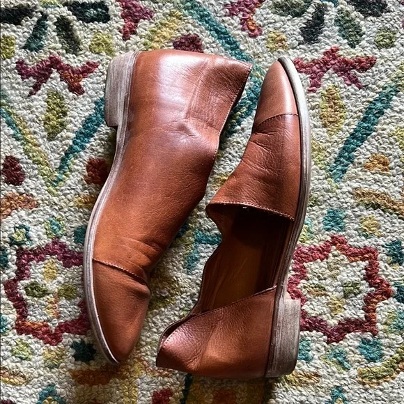Free People Royale D’orsay Flat Brown Leather Slip-On Shoes - Picture 2 of 8